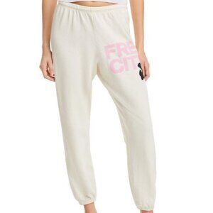 NWT Womens Free City 'Large' (Item- 11) Cream Ballerina Logo Jogger Sweatpants S